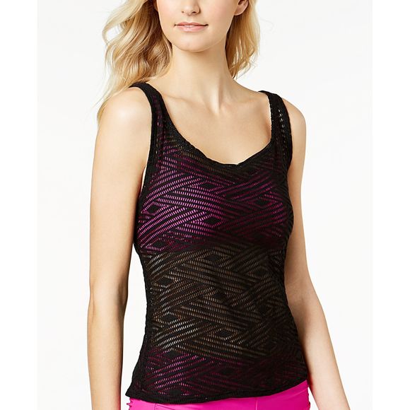 GO by Gossip Womens Sporty Splice Illusion Crochet Top,Large - Picture 1 of 2